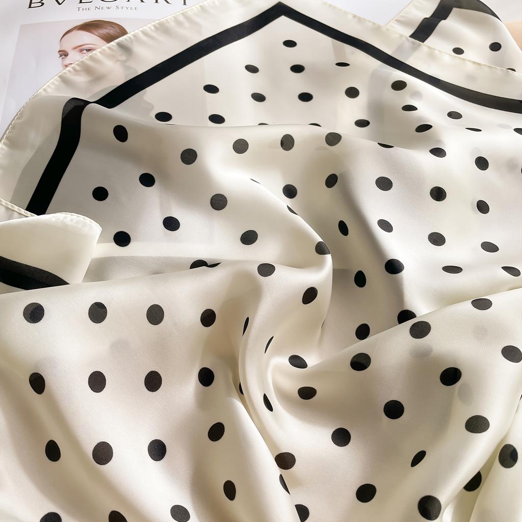 Women'S Polka Dot Faux Silk Scarf Stylish Square Scarves Neck Accessory Warm Neck Wrap Hair Band Elegant Bag Decoration