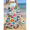 2026 Spring/Summer Women's Half Length Skirt Printed Elegant Elastic Waist, Different Country Fake Wind Beach Skirt Women's Wear
