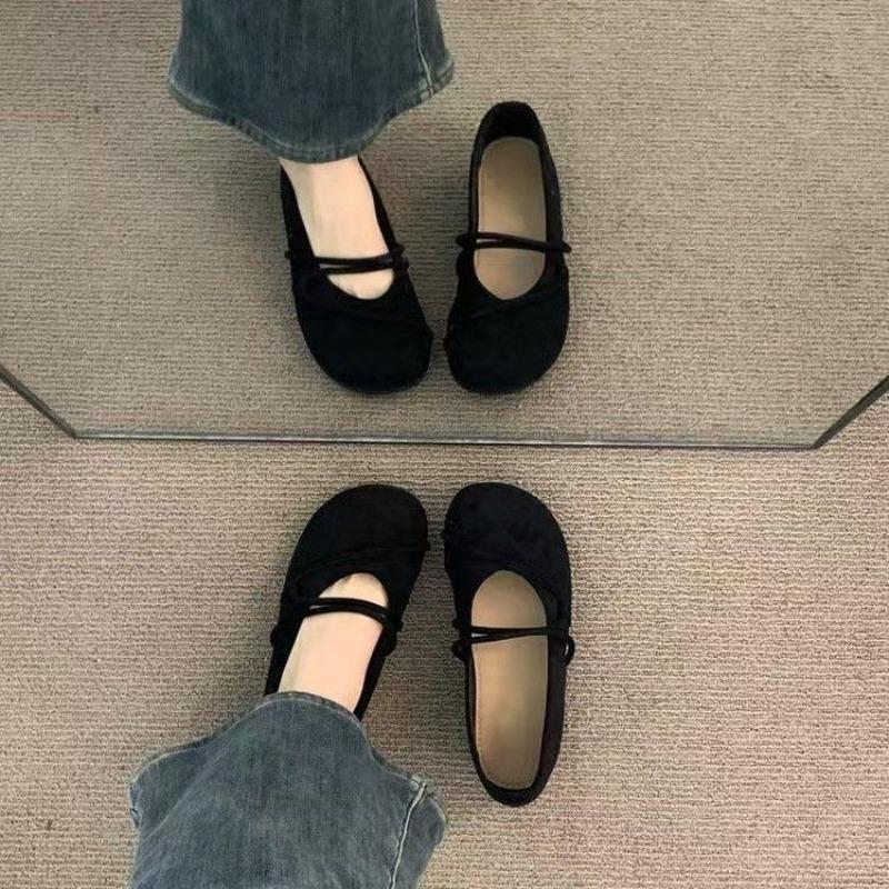 Niedliche Damen-Fußbekleidung mit runder Zehenpartie Retro Frühling und Herbst Slipper Schnelle Lieferung 39 Koreanischer Stil Y2k Flache Schuhe für junge Frauen