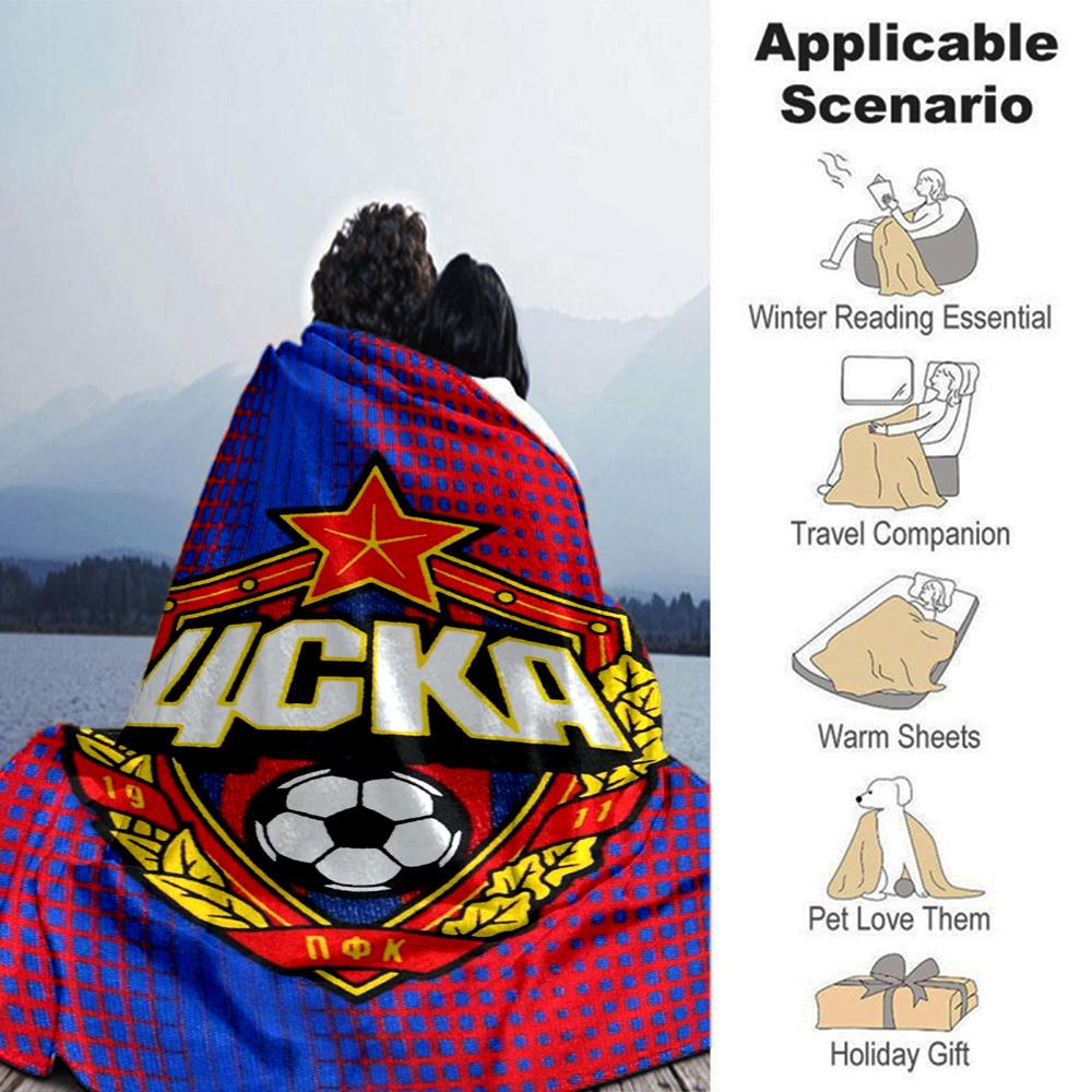 CSKA Moscow Print Flannel Blanket High Quality Warm Comfortable Cover for All Seasons Perfect for Gifts Home Decor