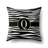 Polyester Pillowcase Zebra Pattern Printing Home Decoration Pillowcase 26 English Letter Cushion Cover Black and White
