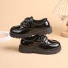 Boys' leather shoes, new spring and autumn model, black, British style, for older children, soft-soled, suitable for elementary school students'
