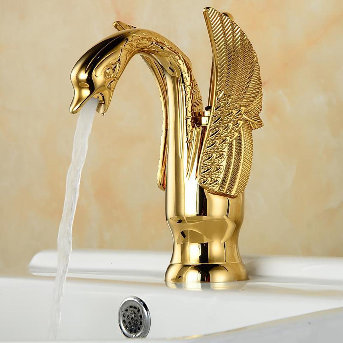 

Золотой лебедь смеситель для раковины в ванной смеситель для ванны новый дизайн смеситель-лебедь медный золотой смеситель смеситель горячей и холодной воды