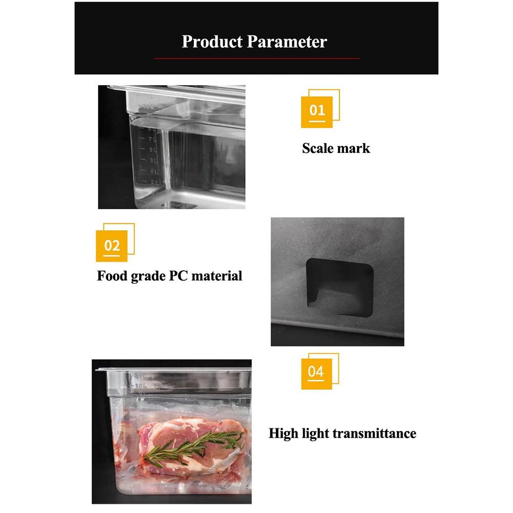 Sous Vide Cooker Container 6L 11L Two Sizes Food Grade PC Material For Immersion Circulators Durable Kitchen Tool