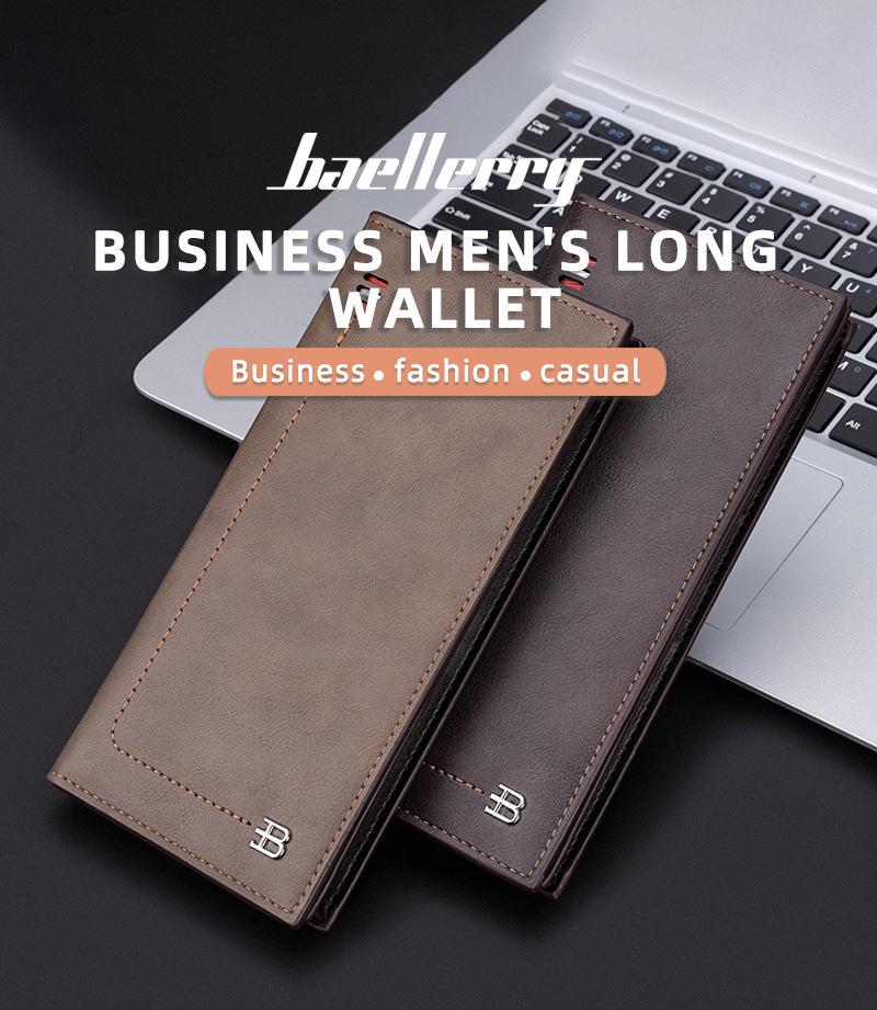 Baellerry Men's Retro Long Wallet with Multi-Card Slots and Money Clip