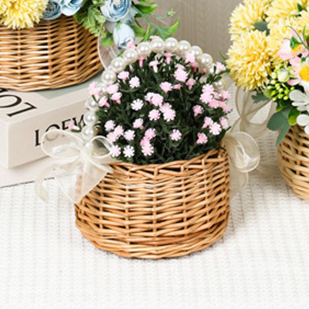 Woven Flower Basket Rattan Storage Basket Flower Girl Hand Basket Handmade Flower Basket For Home Wedding Decor