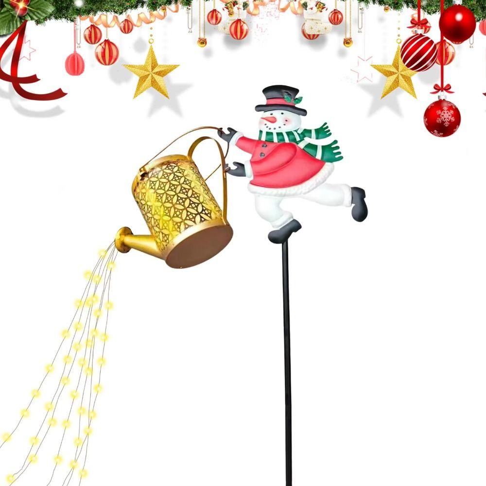 Watering Can Solar Snowman Lights Solar Powered Weather Resistant Solar Stove Lights Pathway Lighting Outdoor Metal Crafts
