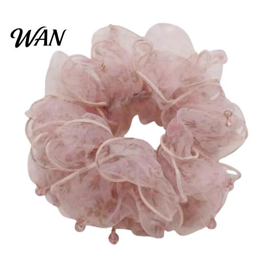 Broken Hair Fixer Tie Beads Decor Double Layer Mesh Women Organizer Rope Bun Half-Tied Hairstyles Ponytail Holder Accessory Soft