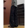 American high street vibe wind-breasted jeans men's autumn trendy brand loose straight tooling wide-leg casual trousers