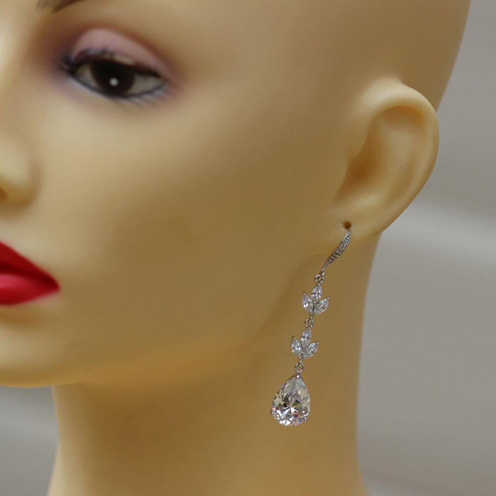 Blendende Zirkonia Hengende Øredobber Dame Forlovelsestilbehør for Kvinner Delikate Brude Bryllupssmykker Grasiøs Gave