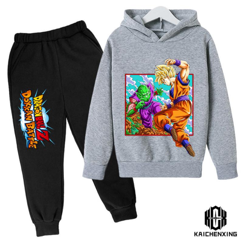 Dragon Ball Kinder Kapuzenpullover MantelHerbst Mädchen Langarm Warm Jungenanzug 4 bis 14 Jahre alt Jacke Jungenkleidung Pullover Top Hosen
