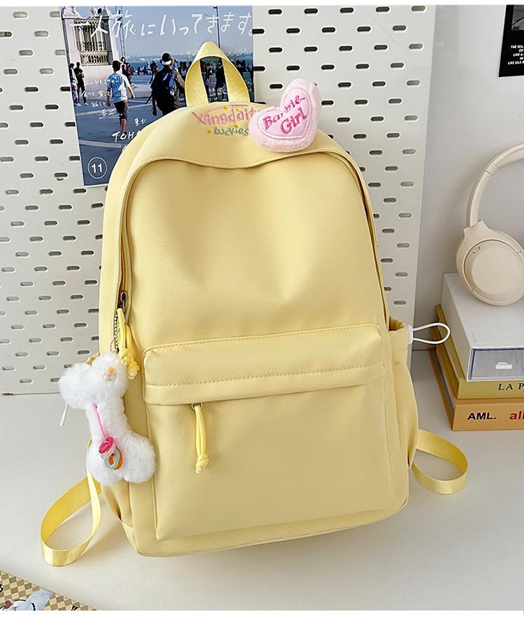 School bag letter simple Mori backpack ins style casual versatile commuter college student school bag large capacity solid color backpack