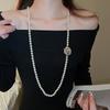 French Geometric Round Pearl Beaded Necklace Fashion Simple Court Style Necklace Light Luxury Premium Sweater Chain Women