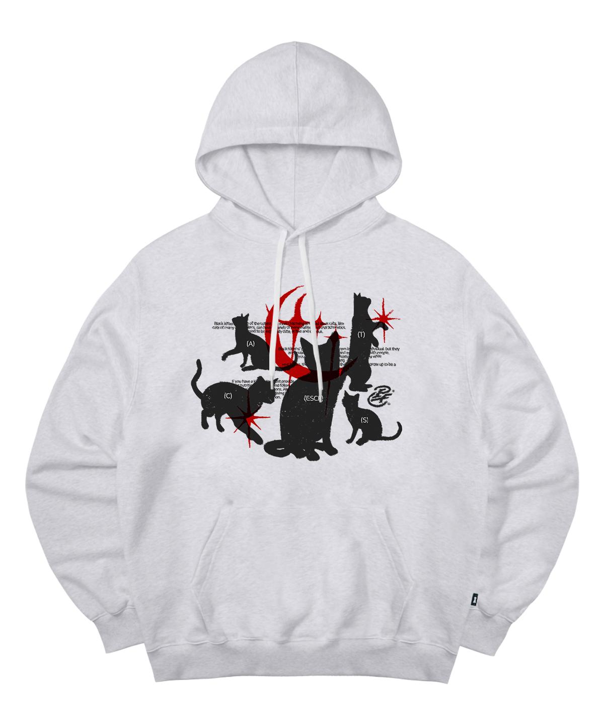 Escape From Black Kitty Cats Print Hoodie White Melange M