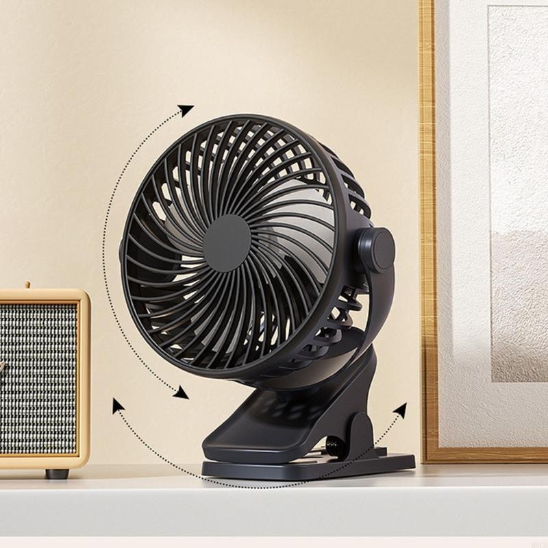 M6CB Travel Fan with 360 Degree Rotation and Three Speed Settings Quiet Desk Fan