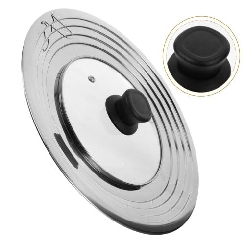 DECHOUS Pot Lid, Stainless Steel Rimmed Clear Pot Lid, Multipurpose Overflow Prevention Pot Lid (24-30cm), Frying Pan Lid, Stirring Pot Lid, Bacon Gre