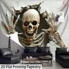 2D Spooky Skeleton Tapestry for Halloween Scary Skull Breaking Wall Hanging for Living Room Bedroom