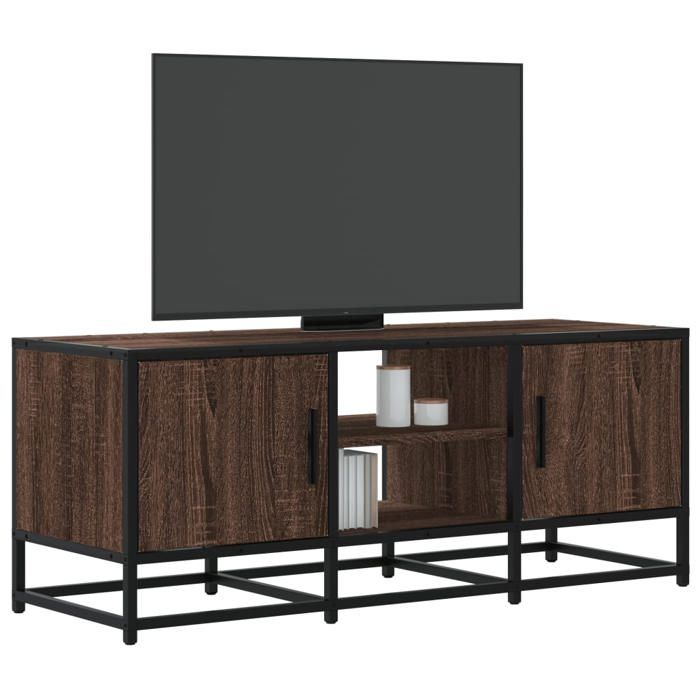 VidaXL TV Cabinet Brown Oak 100x35x41 Cm Engineered Wood and Metal, TV Stand, Hi-fi Cabinet, Entertainment Center, 848838