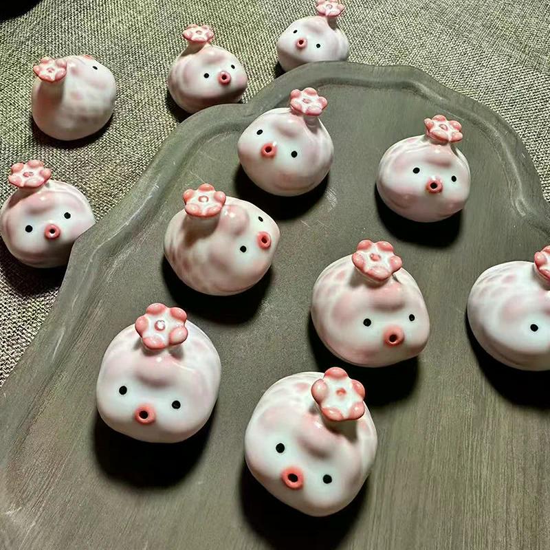 Seramik Çay Evcil Hayvanı Balık Heykeli Küçük Balık Fincan Altında Kabarcıklar Çıkarıyor Pembe Kabarcıklar Domuzcuk Süsü Su Bardakları Kupa Dekor Hediye
