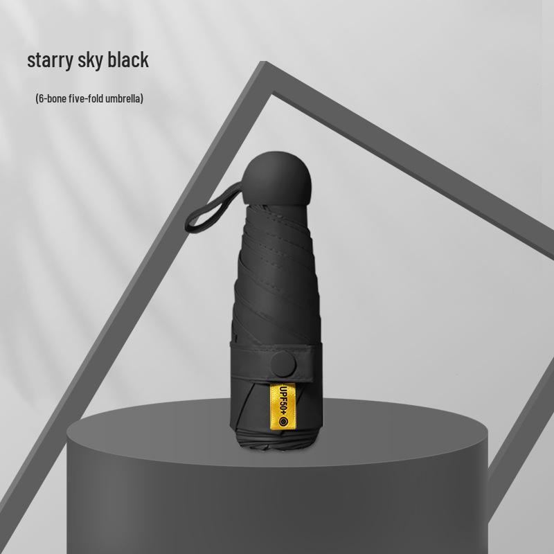 Kompakter UV-Schutz Faltbarer Regenschirm mit Schwarzer Fütterung