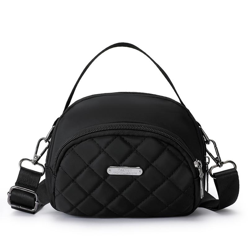 Mini Nylon Crossbody Phone Bag for Women Fashion Grid Pattern Small Shoulder Bag with Coin Purse Zero Wallet