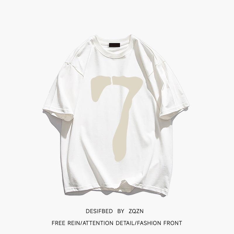 

Trendy brand simple digital printing pure cotton short-sleeved T-shirt women s 2025 summer new loose and versatile couple s top XXXL білий