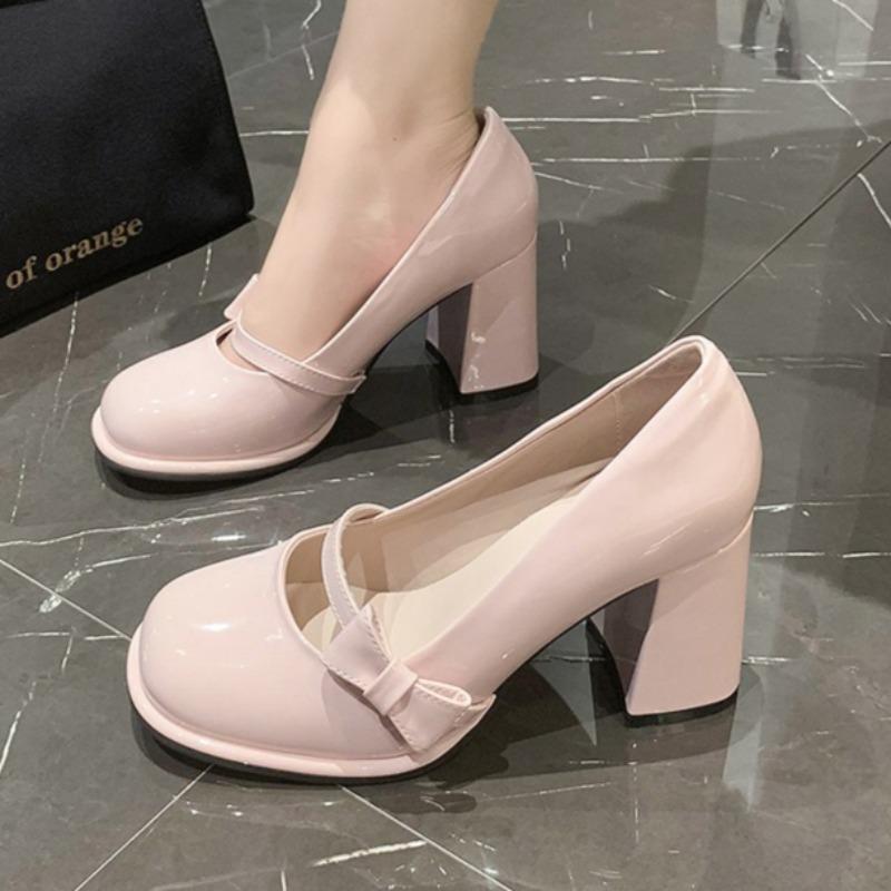 Fashion Bow Women Chunky High Heels Shoes Fashion Shallow New Trends Sandals 2025 Autumn Party Heeled Shoes Dress Zapatillas De Mujer