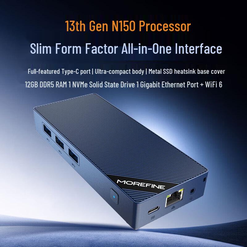 MOREFINE M10 Mini PC, Intel N150, 12GB DDR5 (CN version)