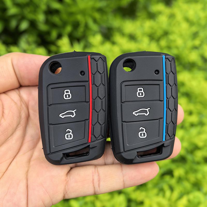 Car Silicone Key Case Cover for VW Volkswagen Golf 7 MK7 Tiguan MK2 T-roc T-cross Skoda Octavia Kodiaq Karoq Seat Ateca Leon Fob
