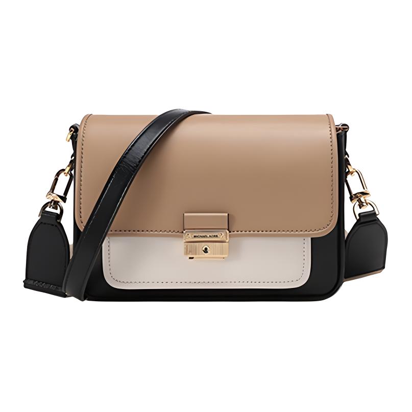New MICHAEL KORS Bradshaw Cow Leather Handbag, Crossbody Bag, Shoulder Bag Women's 30T1G2BM2L-BLACK-CAMEL