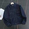 2025 Japanese Style Retro Casual Denim Jacket: Couples' Loose-Fit, Double-Pocket Lapel Outerwear
