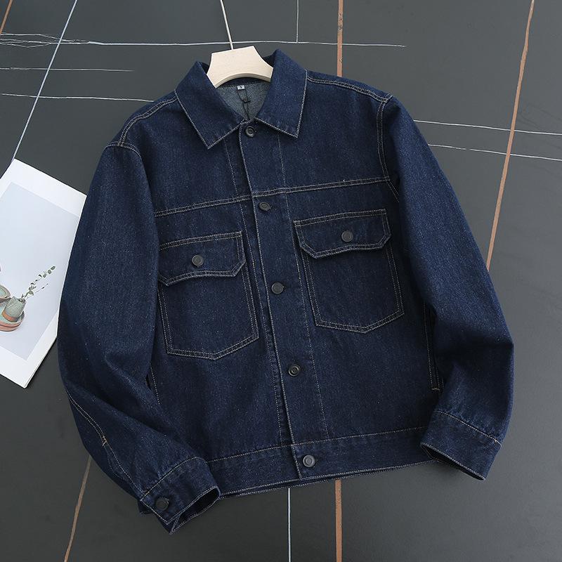 2025 Japanese Style Retro Casual Denim Jacket: Couples' Loose-Fit, Double-Pocket Lapel Outerwear
