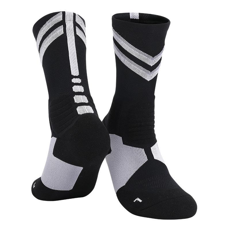 Professional Actual Combat Basketball Socks Men'S Medium Tube Thickened Towel Bottom Elite Running Socks Sweat-Absorbing Breathable Sports Socks Men