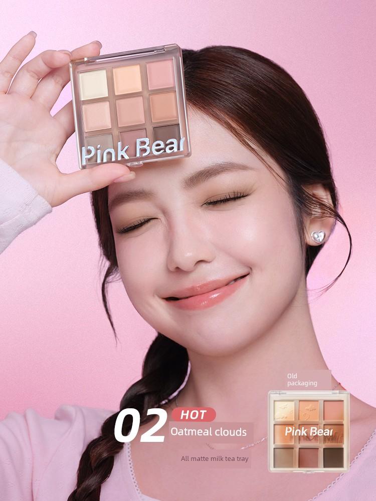 Pinkbear Nine-Color Eyeshadow Palette Oat Cloud Contouring Comprehensive Palette Versatile for Daily Use Beginner-Friendly