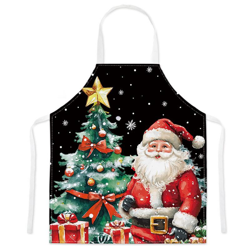 

1 шт. Водонепроницаемый фартук с мультяшным принтом, защитный, для вечеринки, дышащий, кухонный, регулируемый, Санта-Клаус, устойчивый к пятнам, 68x55 см