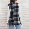 Women Checked Vest Sleeveless Single Breasted Cardigan Turn Down Collar Sizes S-XL Spring Autumn