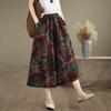 Ethnic Style Floral Wide Leg Pants Summer Plus Size Women's Loose Casual Seven Quarter Straight Leg Pants