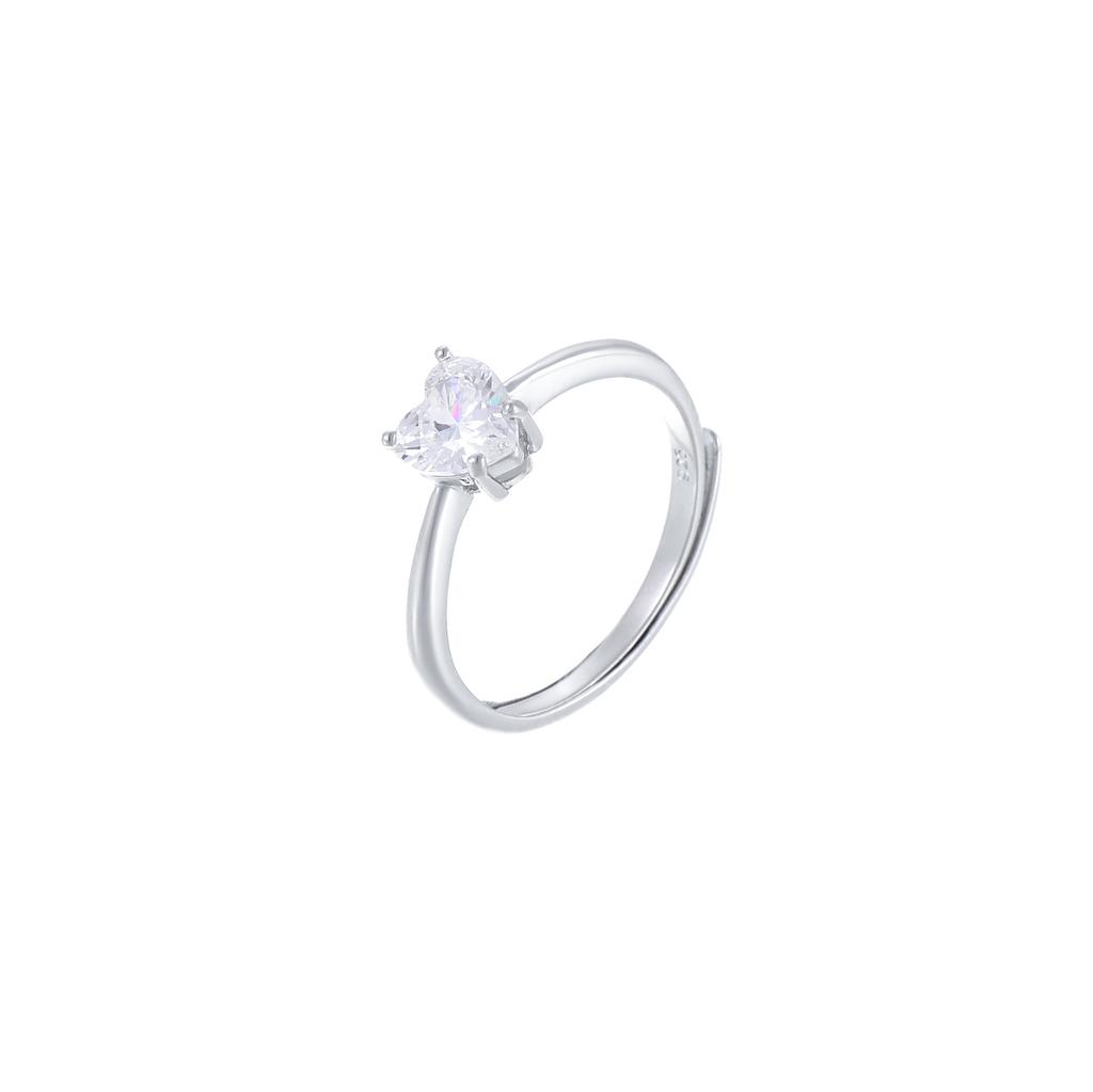 925 Sterling Silver Heart Cut CZ Solitaire Ring for Women Dainty Engagement Promise Ring Minimalist Fine Jewelry for Women