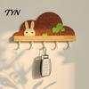 Wall Mounted Hat Rack Solid Wood Key Holder with 5 Hooks, Decorative Rack, Space Saving Organizer for Entryway Kitchen And Office Shelf