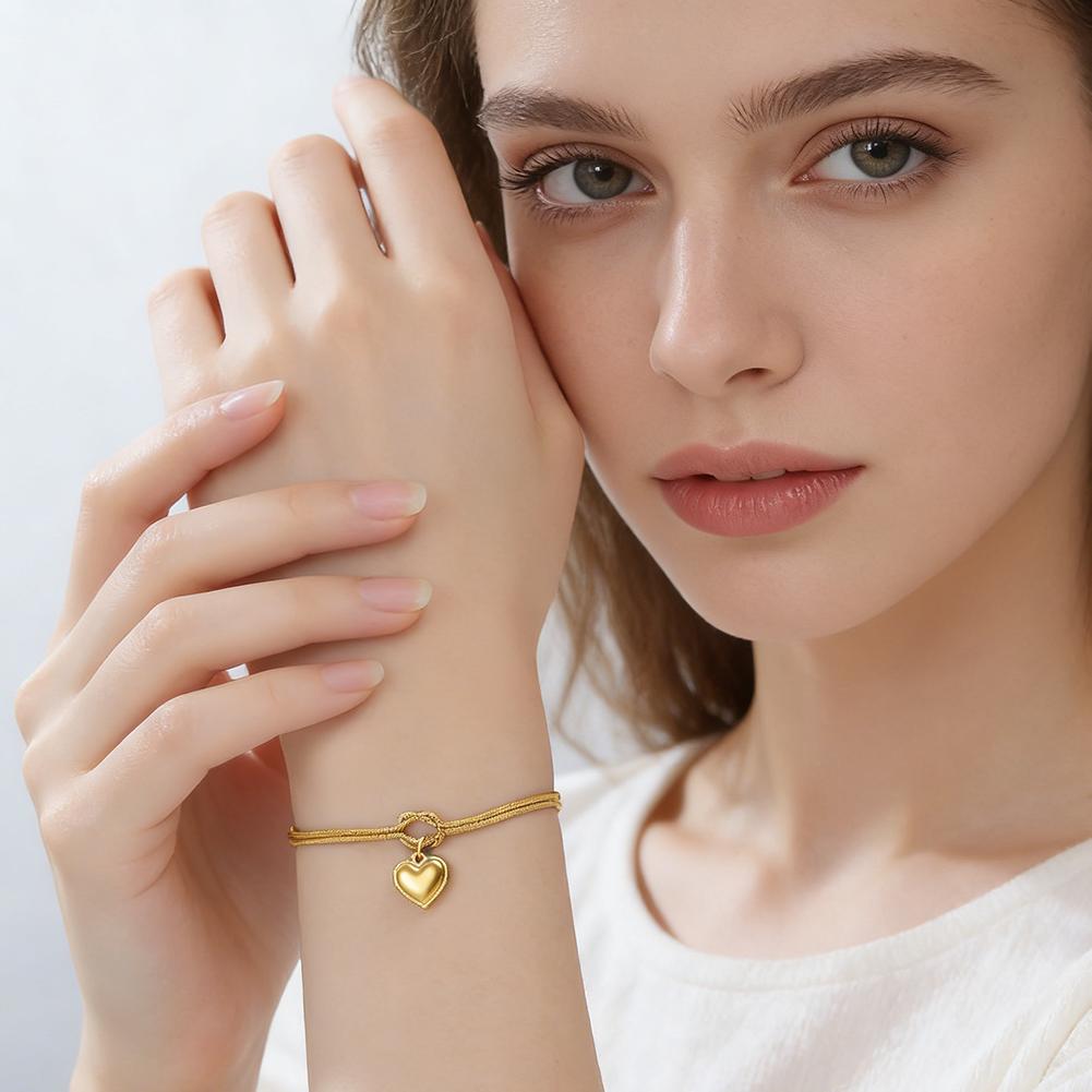 Trendy Heart Charm Women's Bracelet Stainless Steel Love Knot Snake Chain Bracelet Girls Birthday Mother's Day Gift 2026 New