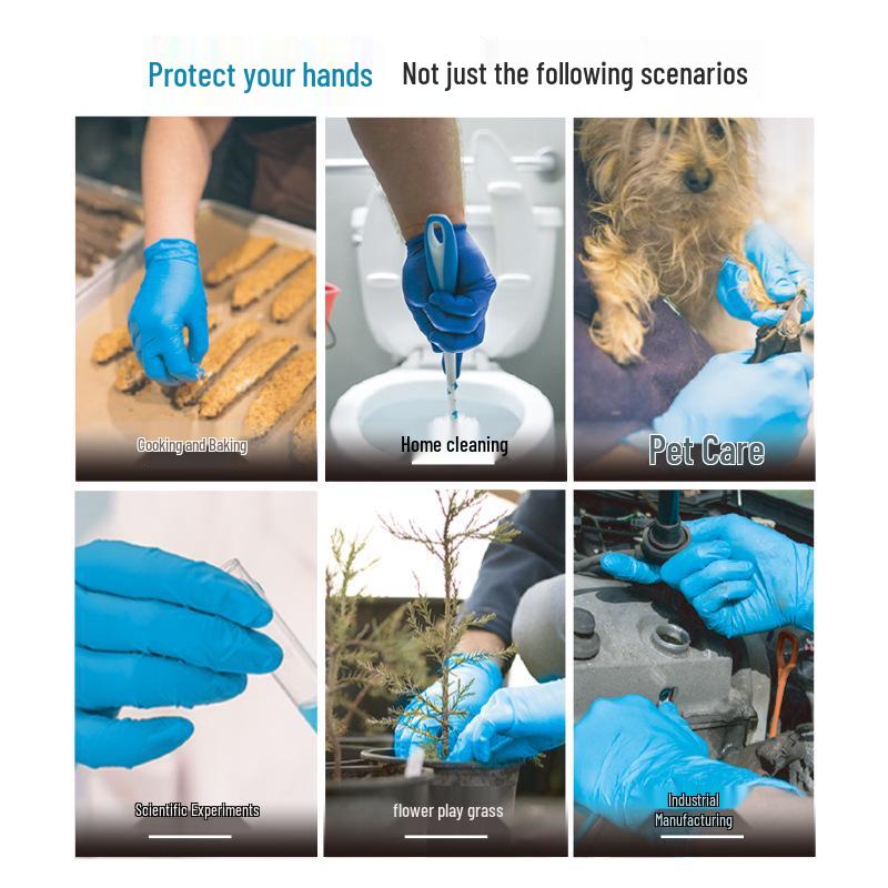 Aimas Blue Nitrile Disposable Protective Gloves – Thick, Durable, Food-Safe Inspection Gloves