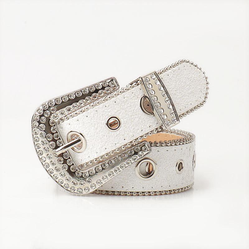 Punk Rhinestone Leather Belt For Women With Anklehigh Skirt Fashion Accessories