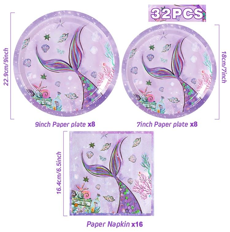 

Наборы одноразовой посуды для вечеринки в стиле русалки Бумажные тарелки и чашки Салфетки в стиле русалки Товары для вечеринки в стиле русалки Декор для вечеринки в честь рождения ребенка