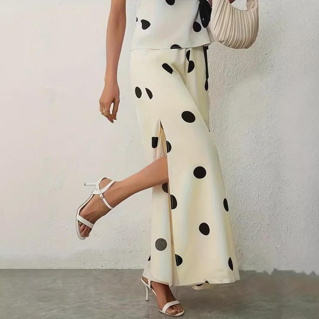 2025 Polka Dot High Waist Wide Leg Trousers - Versatile for Spring, Autumn, and Summer