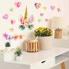 Cartoon Unicorn with Heart Wall Sticker Magical Sweet Self-Adhesive Decor for Children's Bedroom Living Room Kids Room