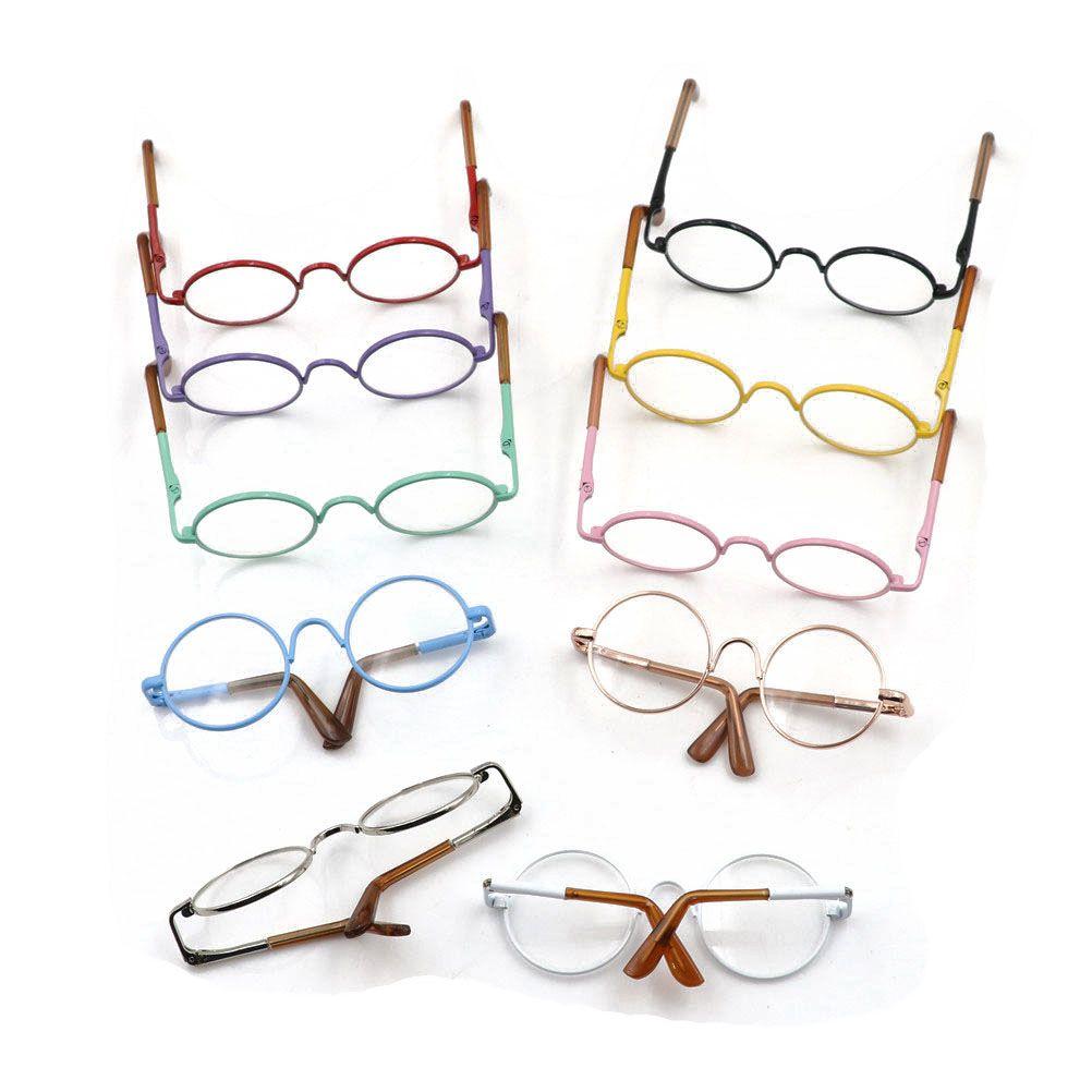 Eyeglass Suit For 12/18 Inch Round-Shaped Clear Lens Miniature Eyewear Doll Glasses Metal Frame