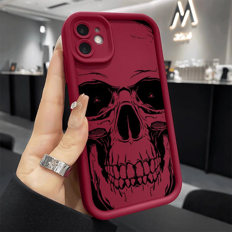 Minimalist Black Skull Pattern Silicone Soft Phone Case For iPhone 17 16 15 Pro Max 14 13 12 11 Pro 17 Air 16E XS X XR Cover