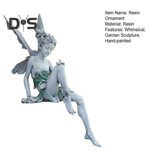 Flower Fairy Statue Resin Winged Fairy Figurine Outdoor Garden Fairy Sculpture for Home Porch Lawn Courtyard Decoration