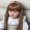 60cm Reborn Baby Doll Cloth Body Silicone Toy For Girl Lifelike Vinyl Long Hair Princess Bebe Birthday Gift Dress Up Art Boneca
