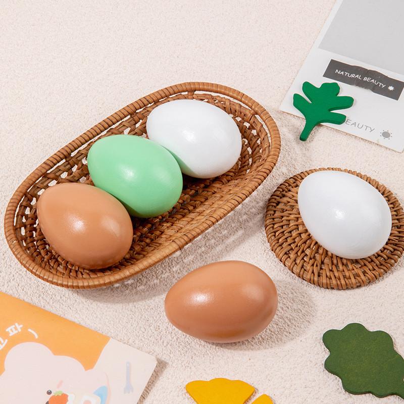 Egg Simulation Wooden Toy Diy Solid Doodle Eggs Decoration Early Education Gift